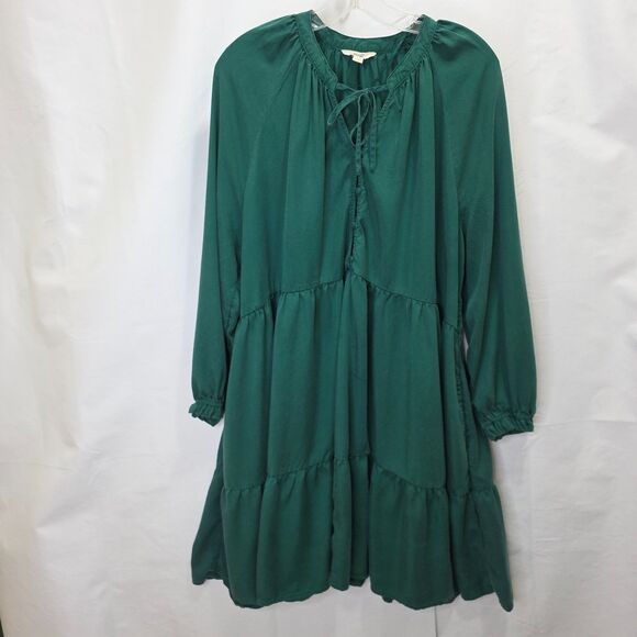Terra & Sky Dresses & Skirts - Terra & Sky Dress Womens Plus Sz 1X  Kelly Green Tiered Boho Cottagecore Prairie